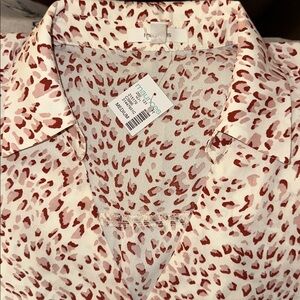 Maurices Red and White Animal Print Blouse